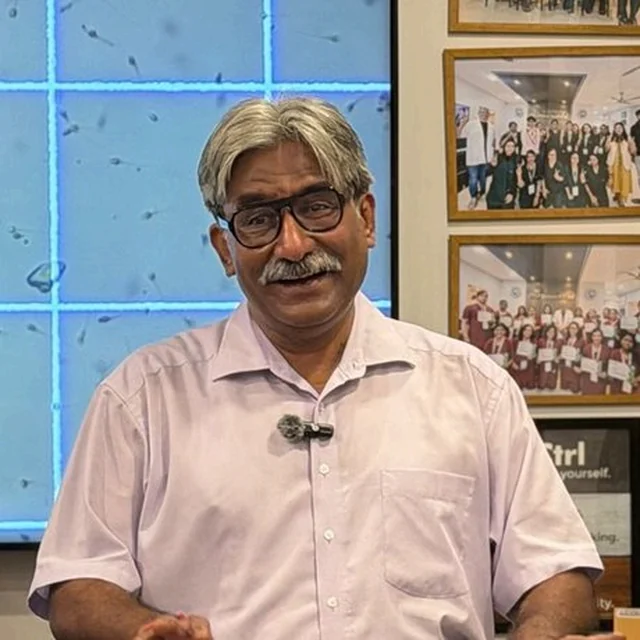 Rajnish Sehgal, co-founder and Chief Technology Officer of Cell Mate, teaching andrology